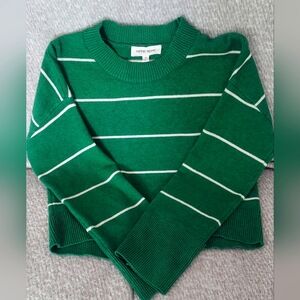 Crewneck Sweater Green/White Stripes Medium NWOT